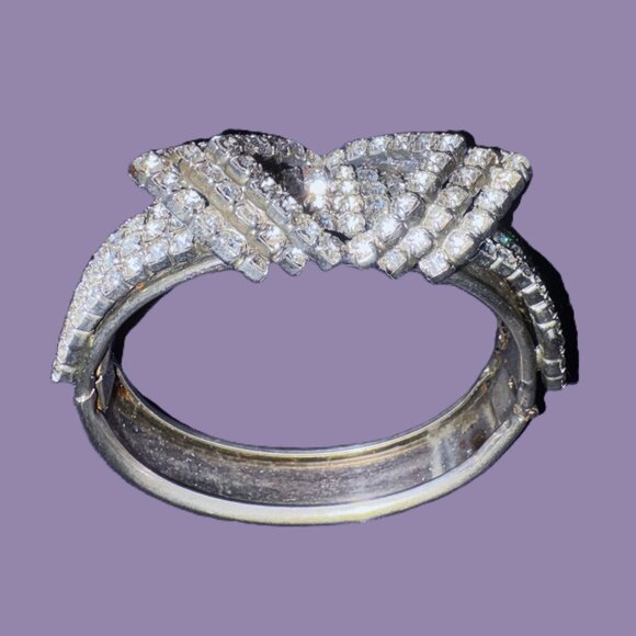 Silver and Rhinestone Bangle Vintage 20's - Picture 2 of 12